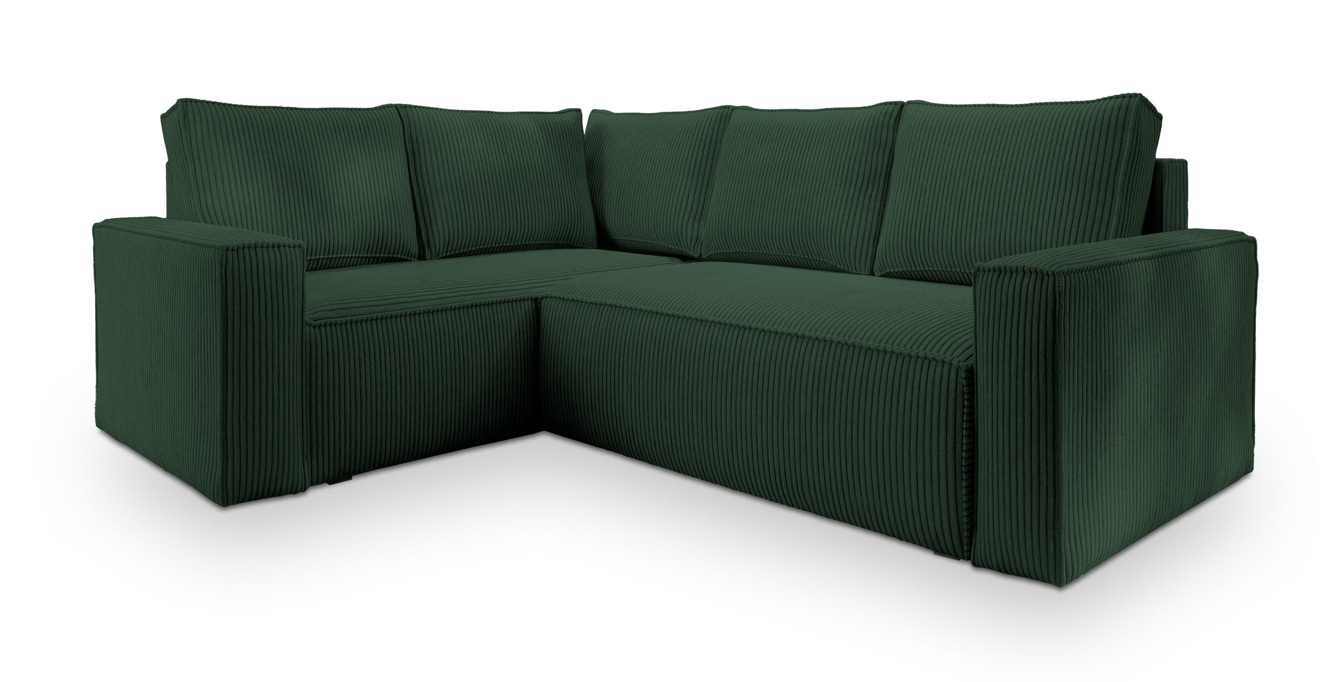 ECKSOFA ESTANO L-S Grün Kordstoff mit Schlaffunktion - Grün, Holz (230/158cm) - MASSENO