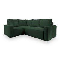 ECKSOFA ESTANO L-S Grün Kordstoff mit Schlaffunktion - Grün, Holz (230/158cm) - MASSENO