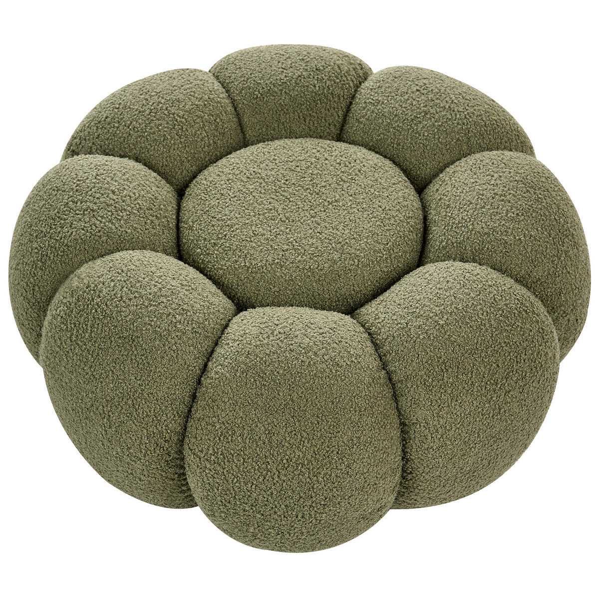POUF bouclé verde Beaufort - maro deschis, material textil (60/27/60cm) - Beliani