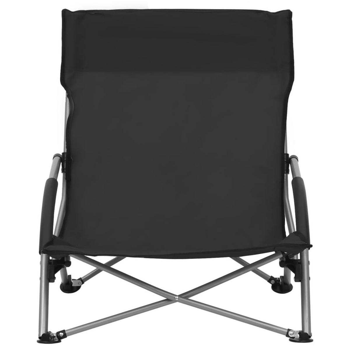 KLAPPBARE Strandstühle 2Er Set Schwarz Stoff - Schwarz, Textil (65.5/66/55.5cm) - vidaXL