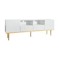 TV-ELEMENT mit 2 Schubladen 165 x 36 x 55 cm Weiß mit goldfarbenen Beinen - Weiß, Holzwerkstoff (36/55/165cm) - Beauniv