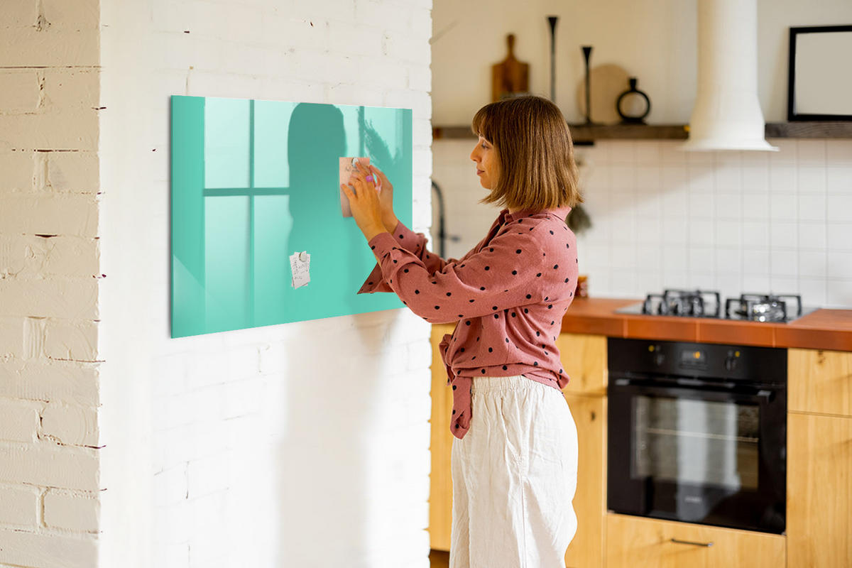 MAGNETTAFEL 100x70 Türkis schwarzer Marker - Türkis, Glas (100/0.4/70cm) - TULUP