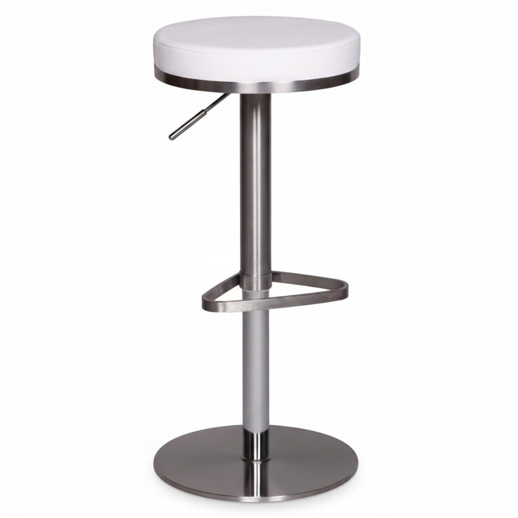 BARHOCKER Höhenverstellbar Gepolstert Triangel-Fußablage ELBE, Weiß 38x38x82 cm - Silberfarben/Weiß, Kunststoff/Textil (38/82/38cm) - KADIMA DESIGN