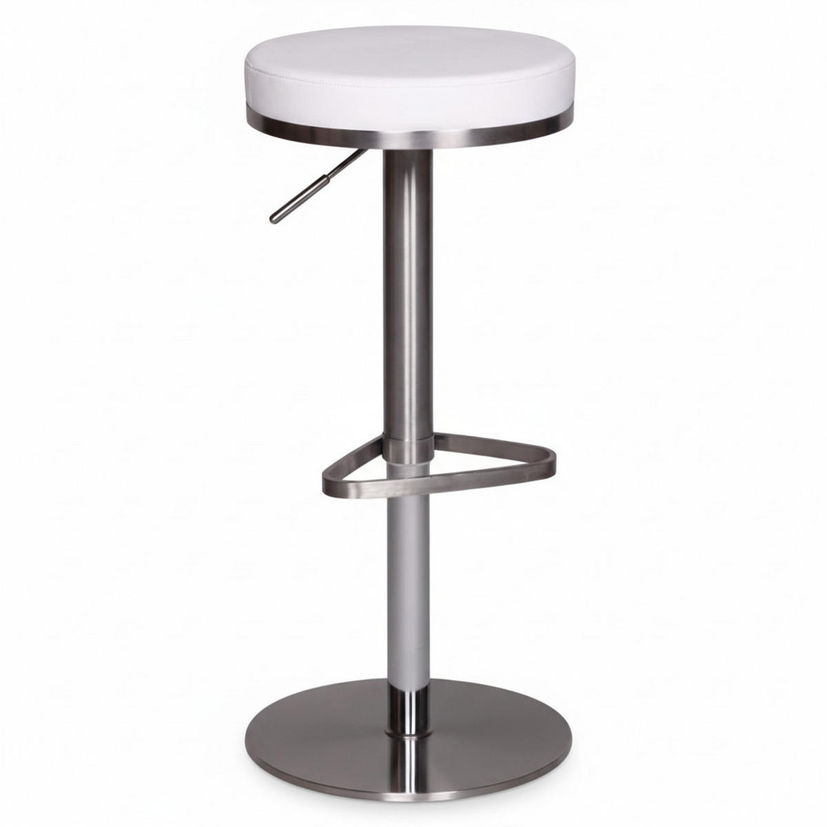 BARHOCKER Höhenverstellbar Gepolstert Triangel-Fußablage ELBE, Weiß 38x38x82 cm - Silberfarben/Weiß, Kunststoff/Textil (38/82/38cm) - KADIMA DESIGN