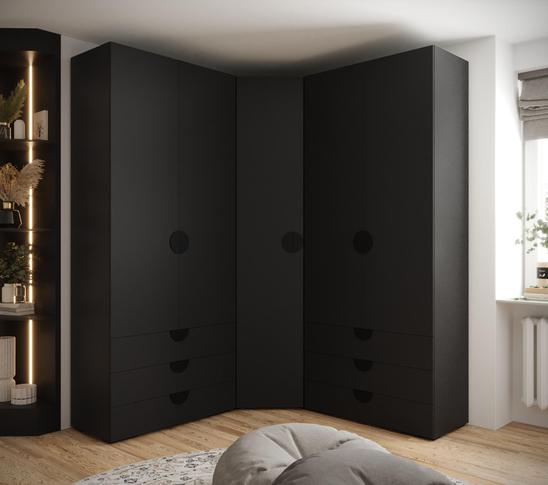 GARDEROBEN-SET 236,7/181,7/47 - Schwarz, Holz/Kunststoff (181.7/236.7/47cm) - Abiks Möbel