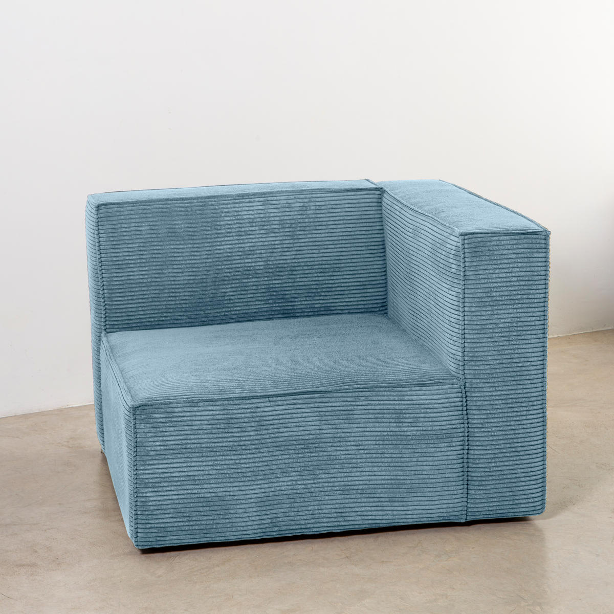 3-SITZER-SOFA Chaiselongue bezogen blauem Cordcornish-nicht modular-Samt HARPER - Blau, Textil (100/65/280cm) - RNT By Really Nice Things