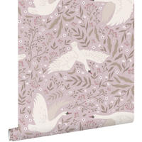 TAPETE Schwäne 53 cm x 10.05 m - Lila, Papier (53/0.1cm) - ESTAhome