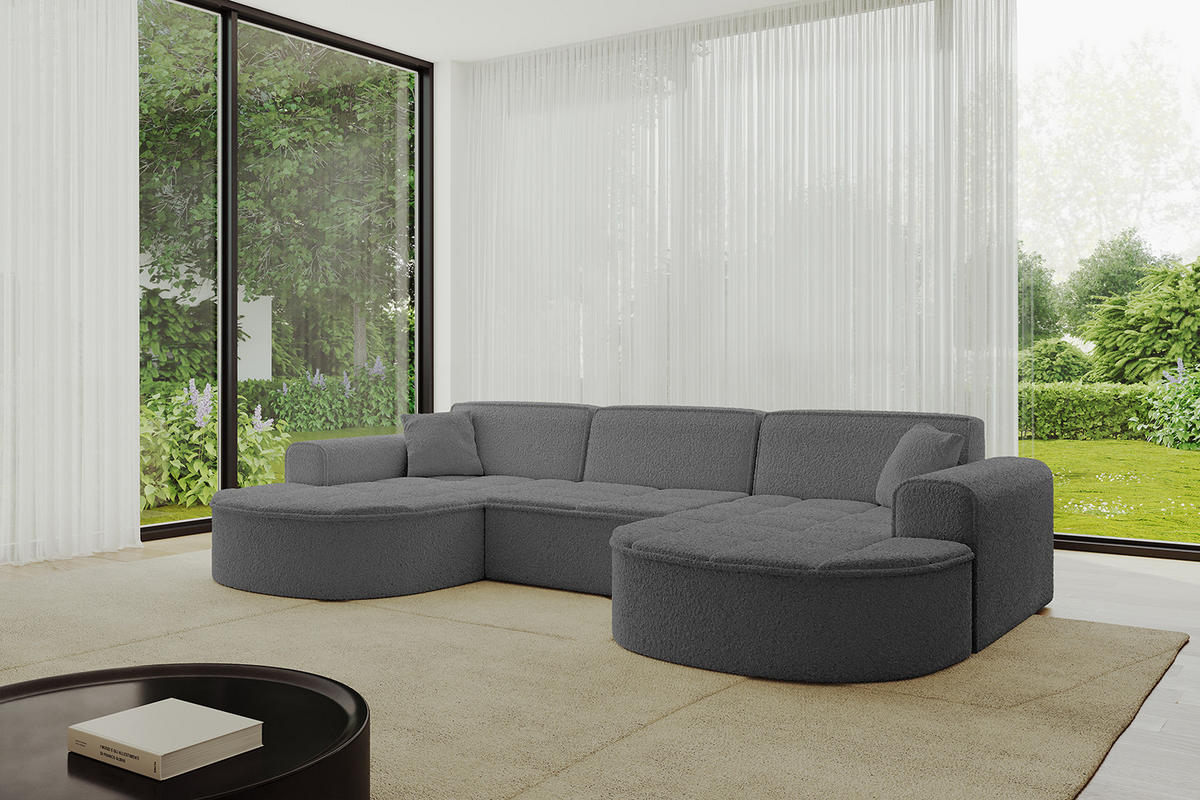 WOHNLANDSCHAFT TARO-U1 - 303x171x79,5 cm Grau - Grau, Holzwerkstoff/Textil (303/79.5/171cm) - ALTDECOR
