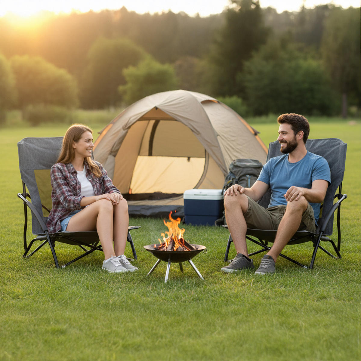 2XSTRANDSTUHL - Grau, Textil/Metall (54/65/50cm) - Relaxdays