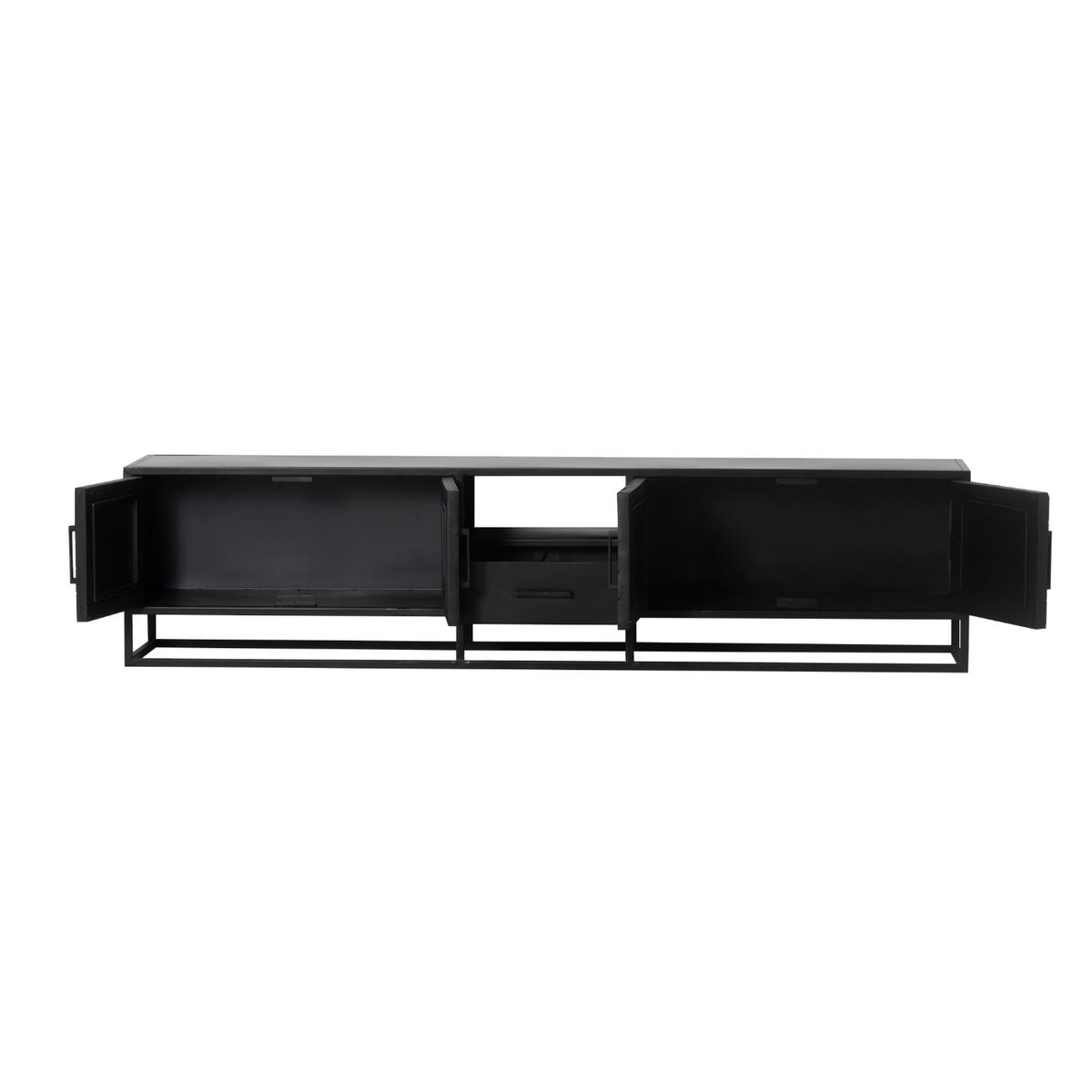 TV-SCHRANK Herringbone aus Mangoholz 210cm, schwarz - Schwarz, Holz (210/50/40cm) - Giga Meubel