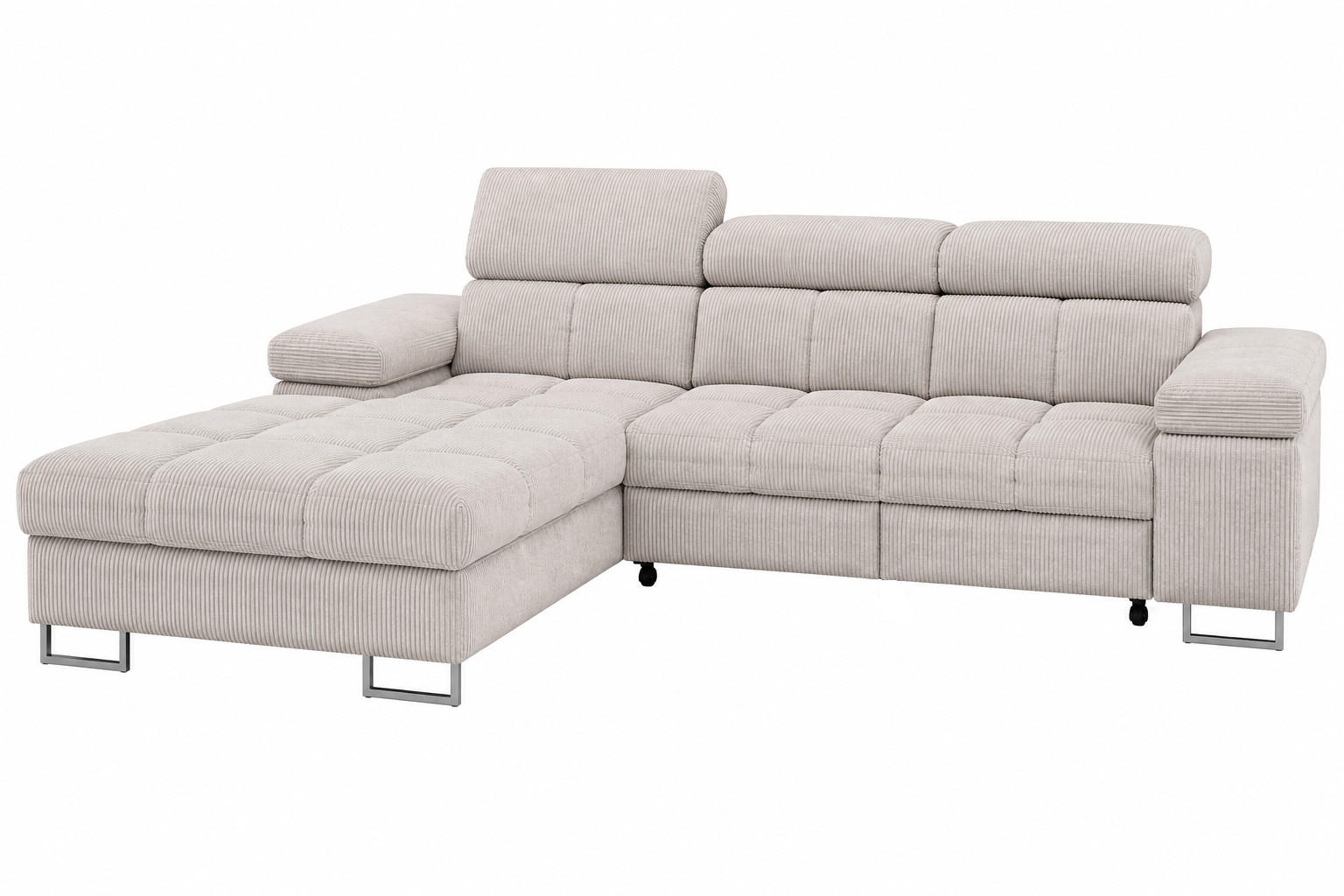 ECKSOFA COMODO Links mit Schlaffunktion & Bettkasten Greige - Greige, Textil (203/271cm) - KS Home Concept