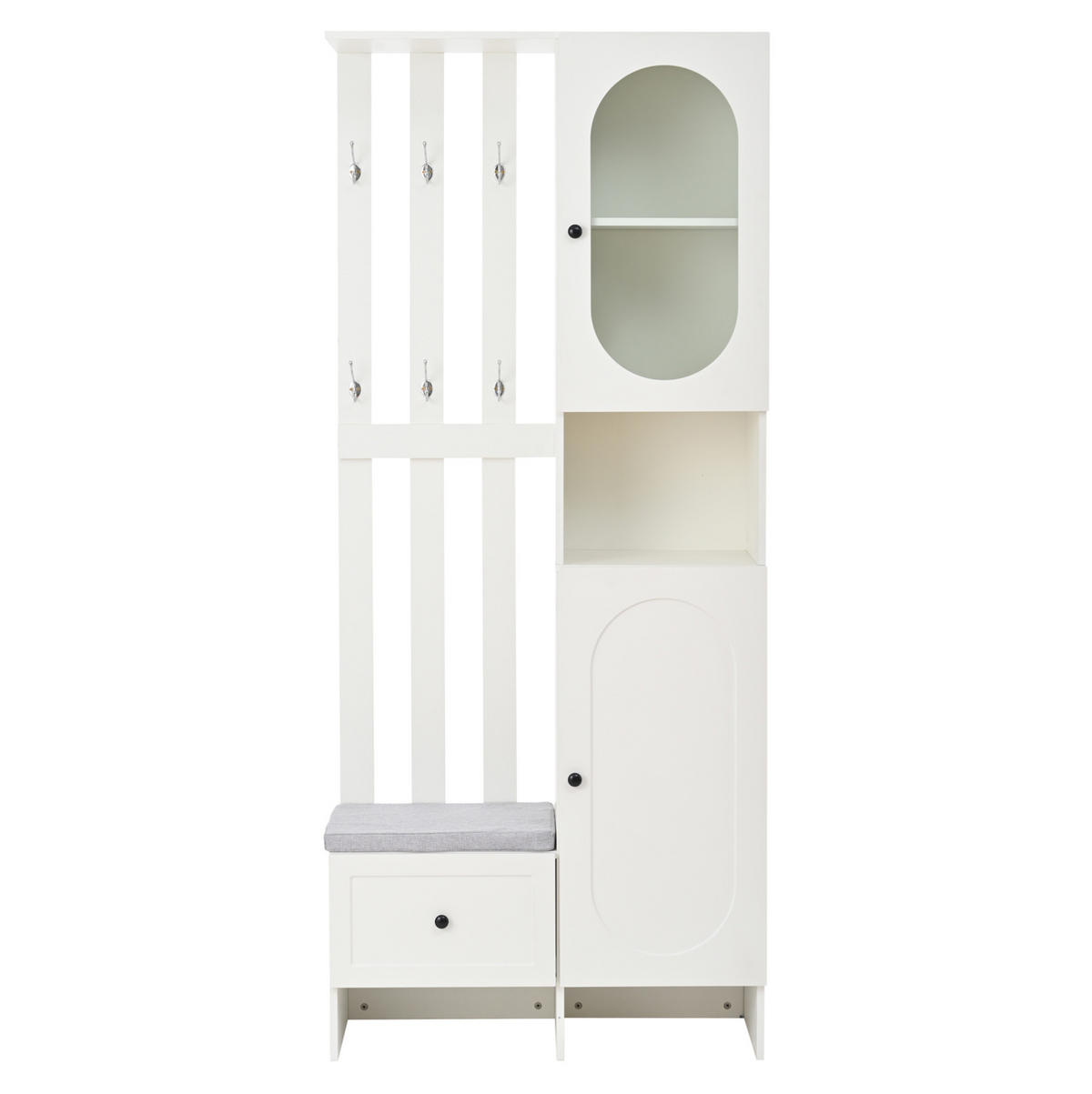 GARDEROBE mit Schuhbank 85 x 33,5 x 200 cm Weiß - Weiß, Holzwerkstoff (33.5/200/85cm) - Beauniv
