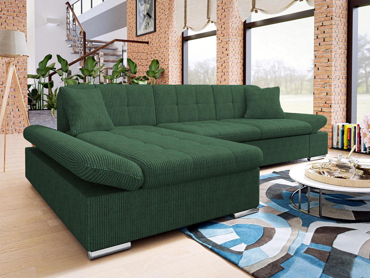 COLTAR Malwi Reiat, Stanga - verde închis, material textil/lemn (278/161cm) - MIRJAN24