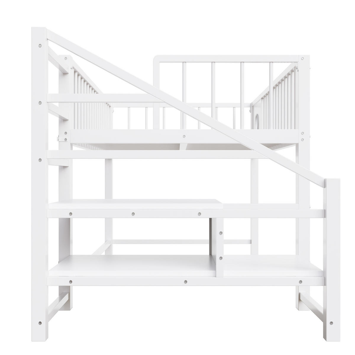 KINDERBETT 90/200 cm DE-01522, in Weiß, mit Aufbewahrungsleiter - Weiß, Metall (90/200cm) - ComfortXL