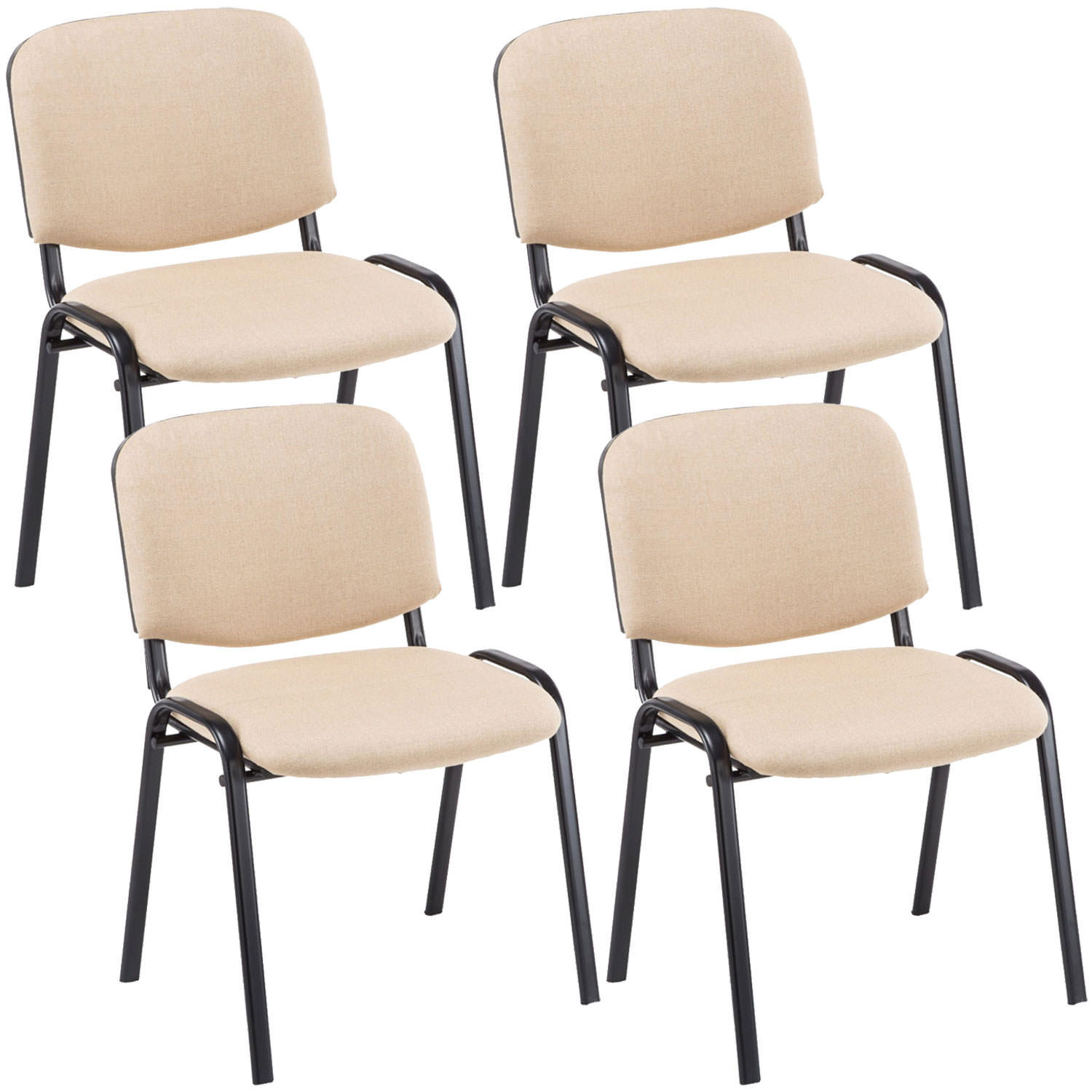BESUCHERSTUHL 4er Set Stoff creme - Creme/Schwarz, Textil/Metall (53/83/53cm) - CLP