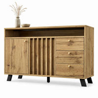 SIDEBOARD aus Spanplatte und MDF 120x40x85 cm Dunkle Eiche mit 3 Schubladen und Lamellentüren - Braun, Holzwerkstoff (120/85/40cm) - IVMEU