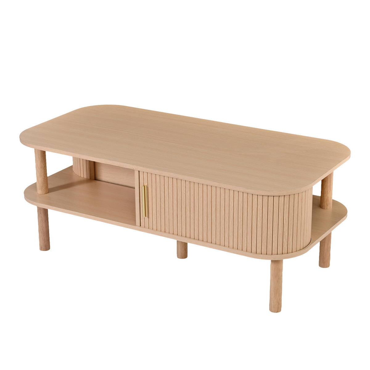 COUCHTISCH DE-37131 mit Rolltor und offenen Fächern Nussbaum - Walnussfarben, Holzwerkstoff (110/55/45cm) - ComfortXL