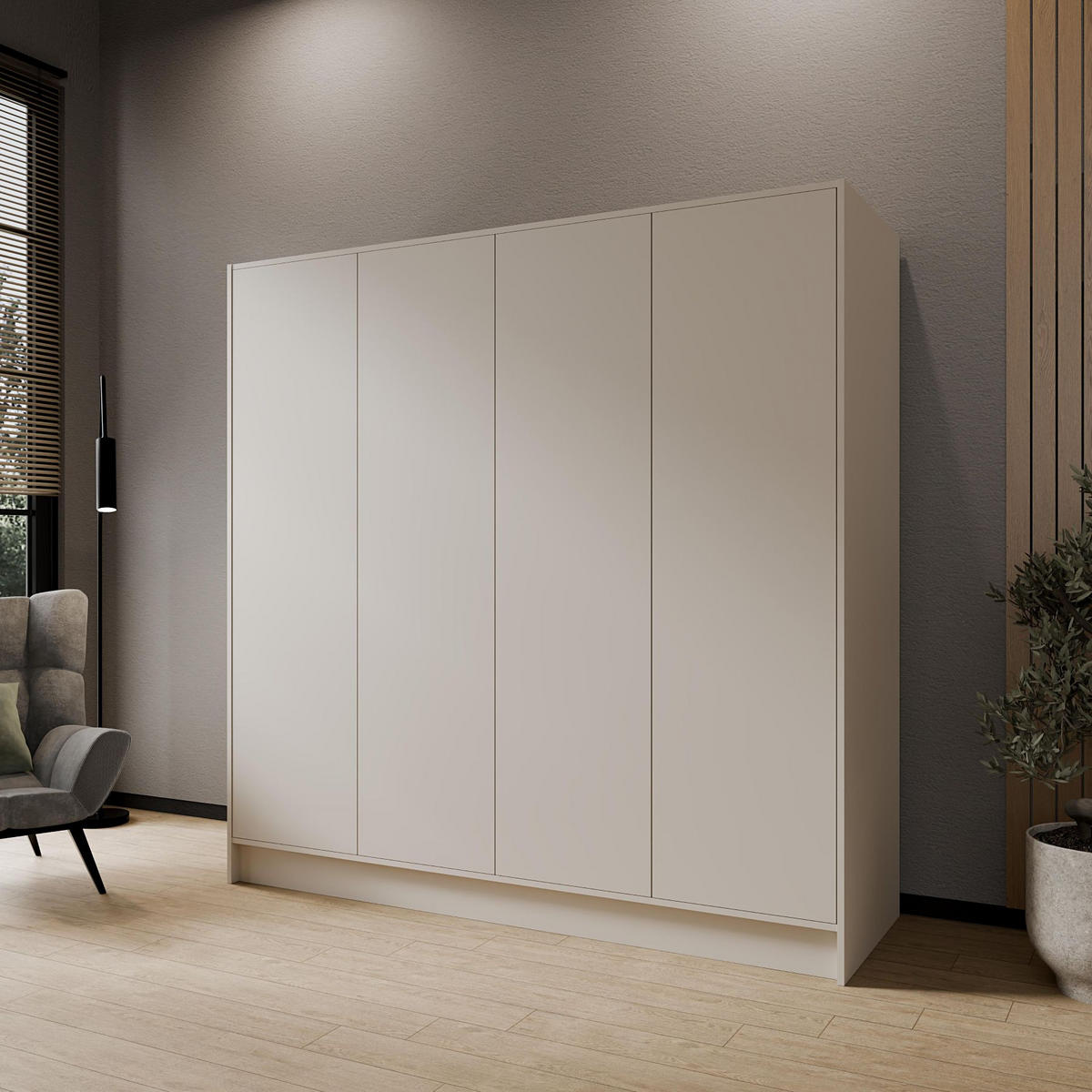 SCHRANK Kaschmir 200 ALA Glatt Ohne Spiegel Ohne Griffe - Ecru, Holzwerkstoff (200/200/51cm) - Sepro Meble