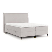 BOXBETT Melba Beige 140/200 cm mit Bonellmatratze - Beige/Schwarz, Holz/Holzwerkstoff (140/200cm) - Maison de Reve