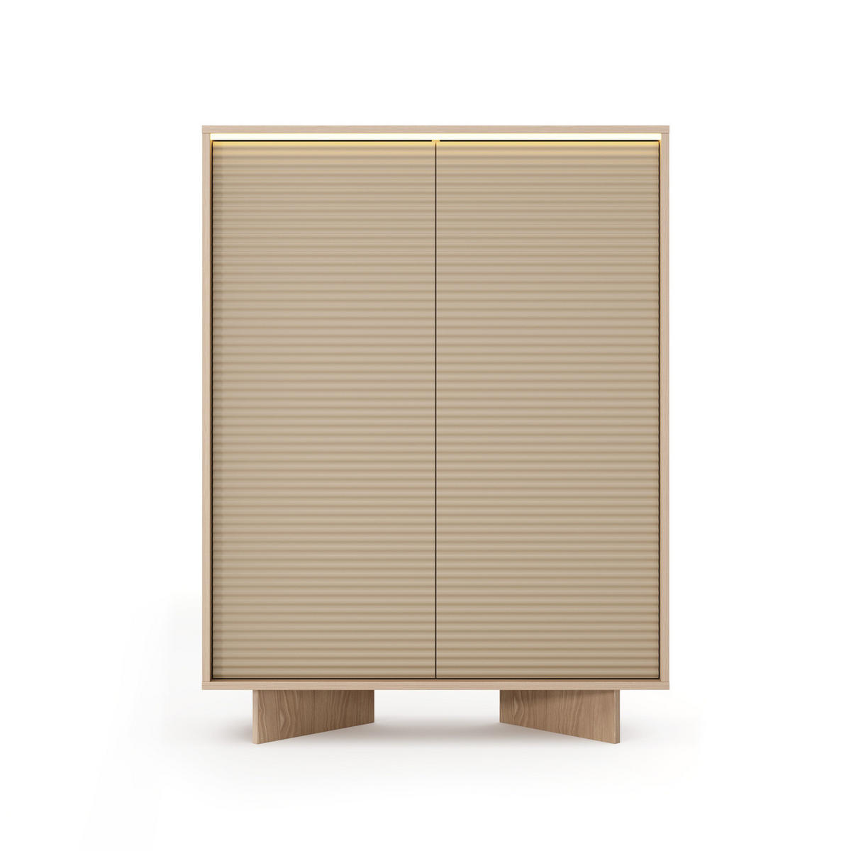 HIGHBOARD TORSANO (Bolivar Natur/Cappuccino, 2 Türen, LED-Beleuchtung, Push-to-Open) - Eichefarben/Beige, Holz/Holzwerkstoff (104/138/40cm) - Ravio