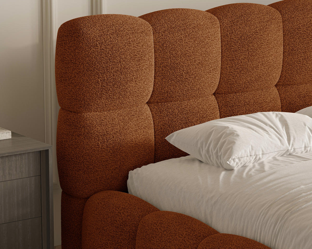 POLSTERBETT 19 - 140x200 cm – Arena – Bett mit Federmechanismus und Stauraum - Terracotta, Holz (140/200cm) - ROYAL24_MARKT