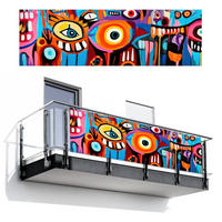 BALKON-SICHTSCHUTZ Abstrakt - Gesicht - Farbenfroh - Multicolor, Kunststoff (300/95cm) - MuchoWow