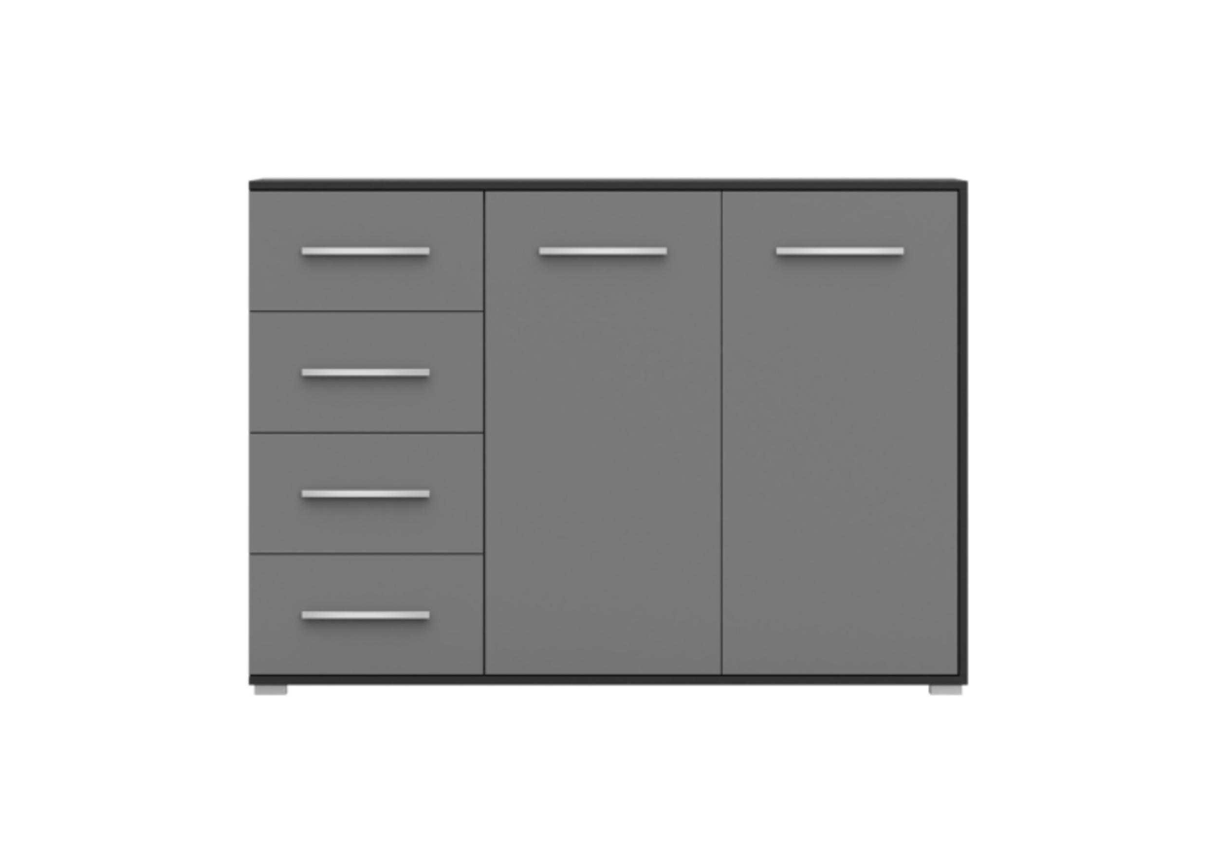 KOMMODE - Highboard IRYS 01 2D4S Schwarz + Grau - Schwarz/Grau, Holzwerkstoff (135/95/45cm) - Möblo