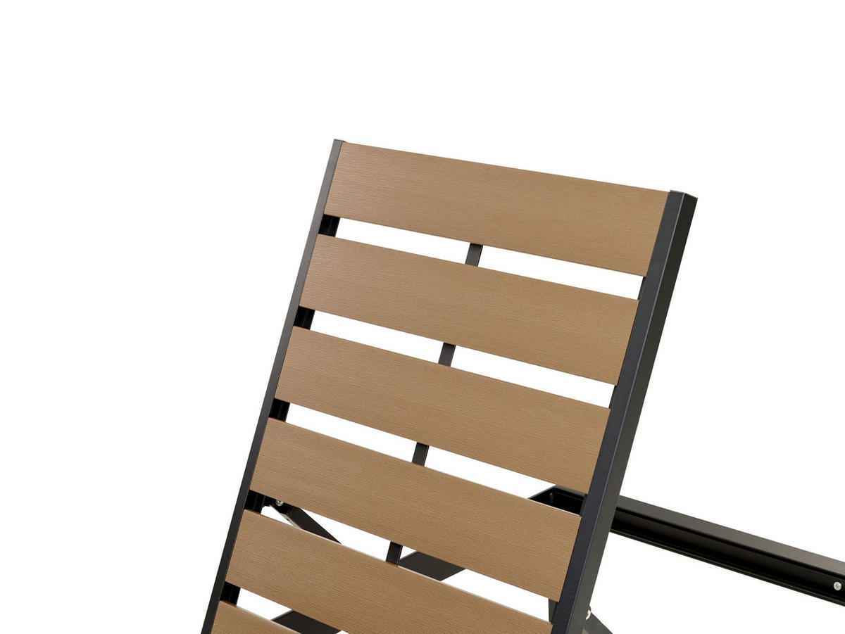 GARTENLIEGE hellbraun/schwarz Nardo - Hellbraun/Anthrazit, Holzwerkstoff (64/29/198cm) - Beliani