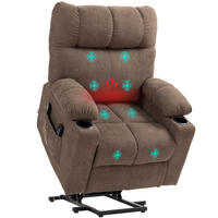 MASSAGESESSEL DE-06365 Mit Aufstehilfe, elektrisch & Wärme, 135° neigbar Braun - Braun, Textil/Metall (95/109/91cm) - ComfortXL