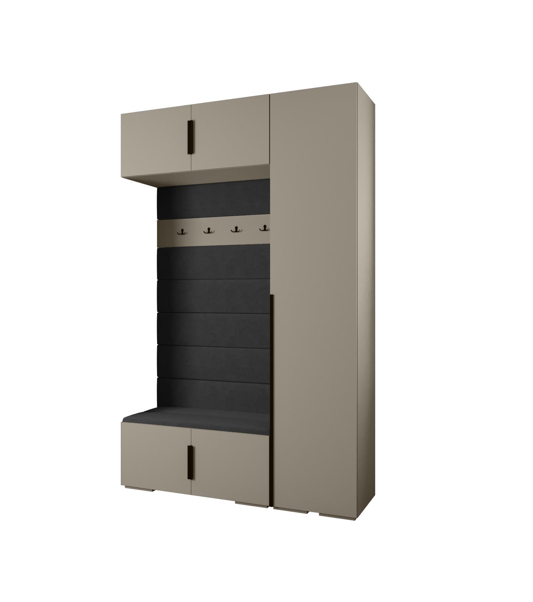 Abiks Möbel Garderoben-Set Kaschmir, Schwarz, Schwarz 150x236.7x47 cm