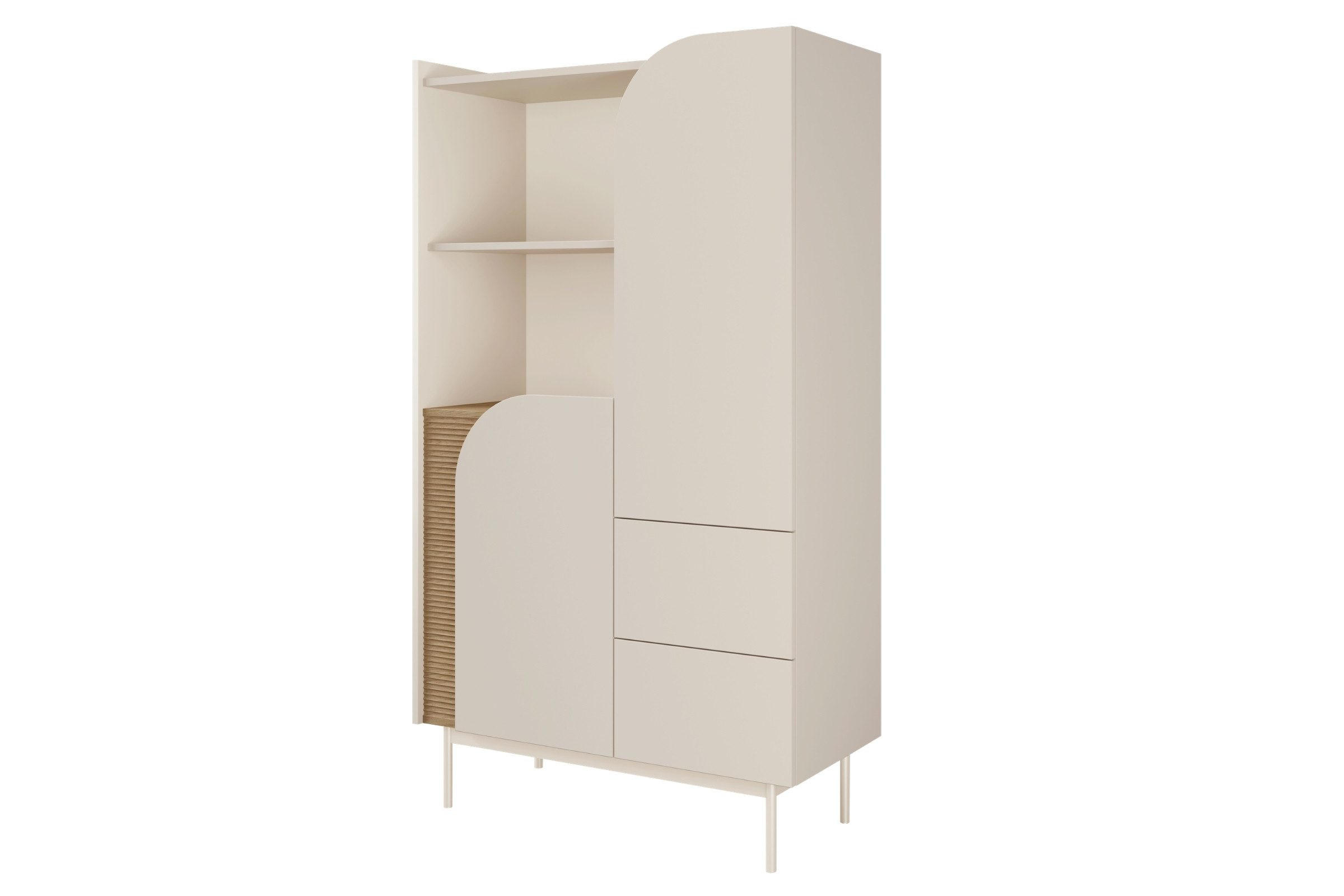 HOCHKOMMODE CARLO 04 92/161/42 cm in Macadamia / Frühlingseiche - Kaschmir, Holzwerkstoff (92/161/42cm) - Deine Möbel 24