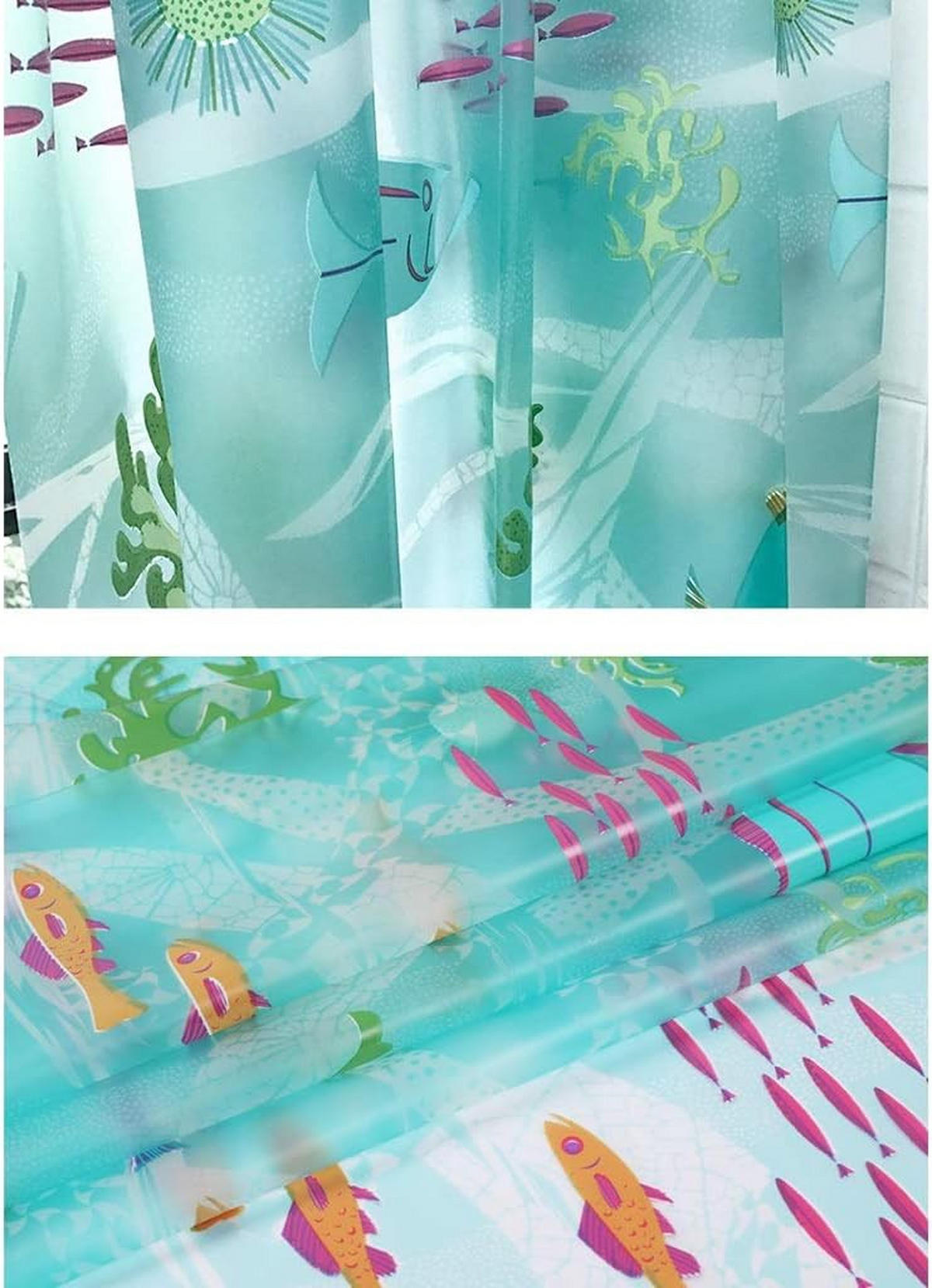 DUSCHVORHANG transluzent Blau wasserdicht EVA Badezimmer Monde Unterwasser - Transparent, Textil (180/200cm) - MCBOSON