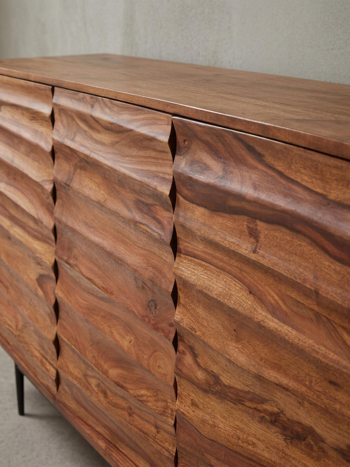 SIDEBOARD – Massivholz, 150 cm breit, 3 Türen, modern - Schwarz/Braun, Holz/Metall (150/81/41cm) - KADIMA DESIGN