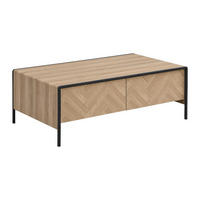 COUCHTISCH mit 2 Schubladen - MDF & Stahl - Holzfarben hell & Schwarz - TUMACO - Naturfarben, Holz (110/63/40cm) - Vente-Unique