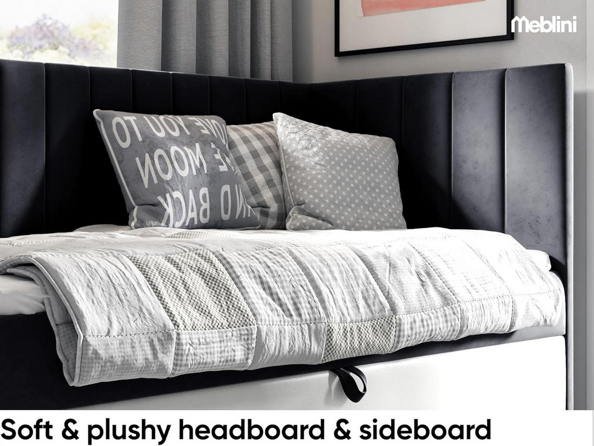 KINDERBETT MAYA 3 - Schwarz/Weiß, Holzwerkstoff (86/208cm) - Meblini