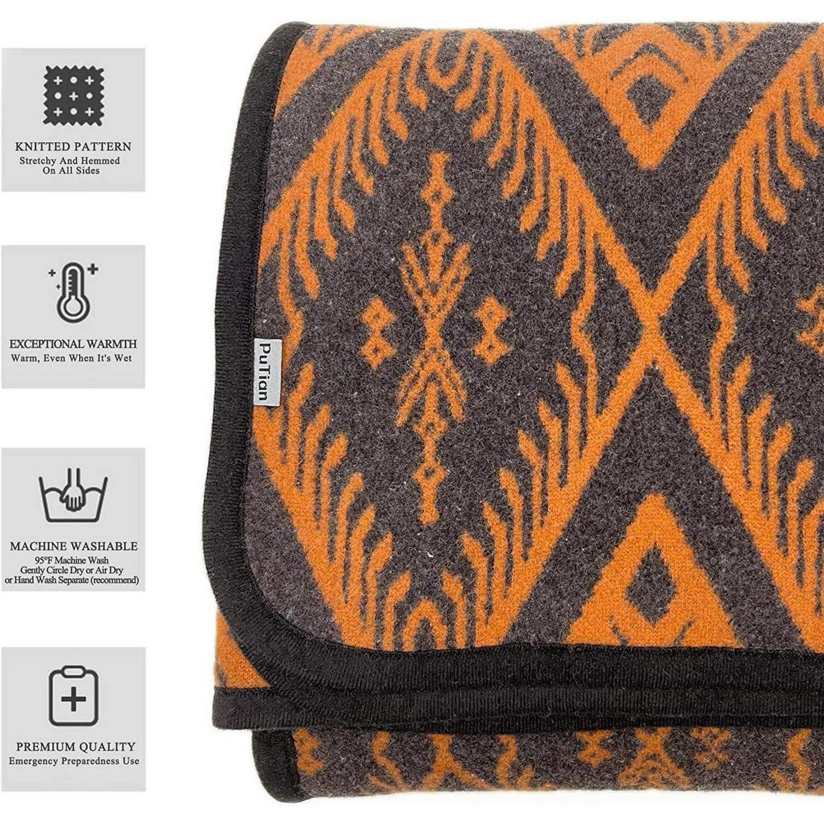 WOHNDECKE Merino 160 x 220 cm Boho Orange - Multicolor, Textil (160/220cm)