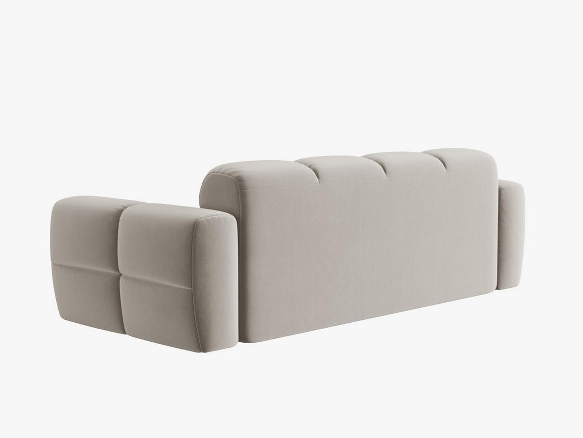SOFA Lisa aus Samt leichtes beige 3 Sitzplätze - Creme, Textil (101/77/216cm) - Micadoni