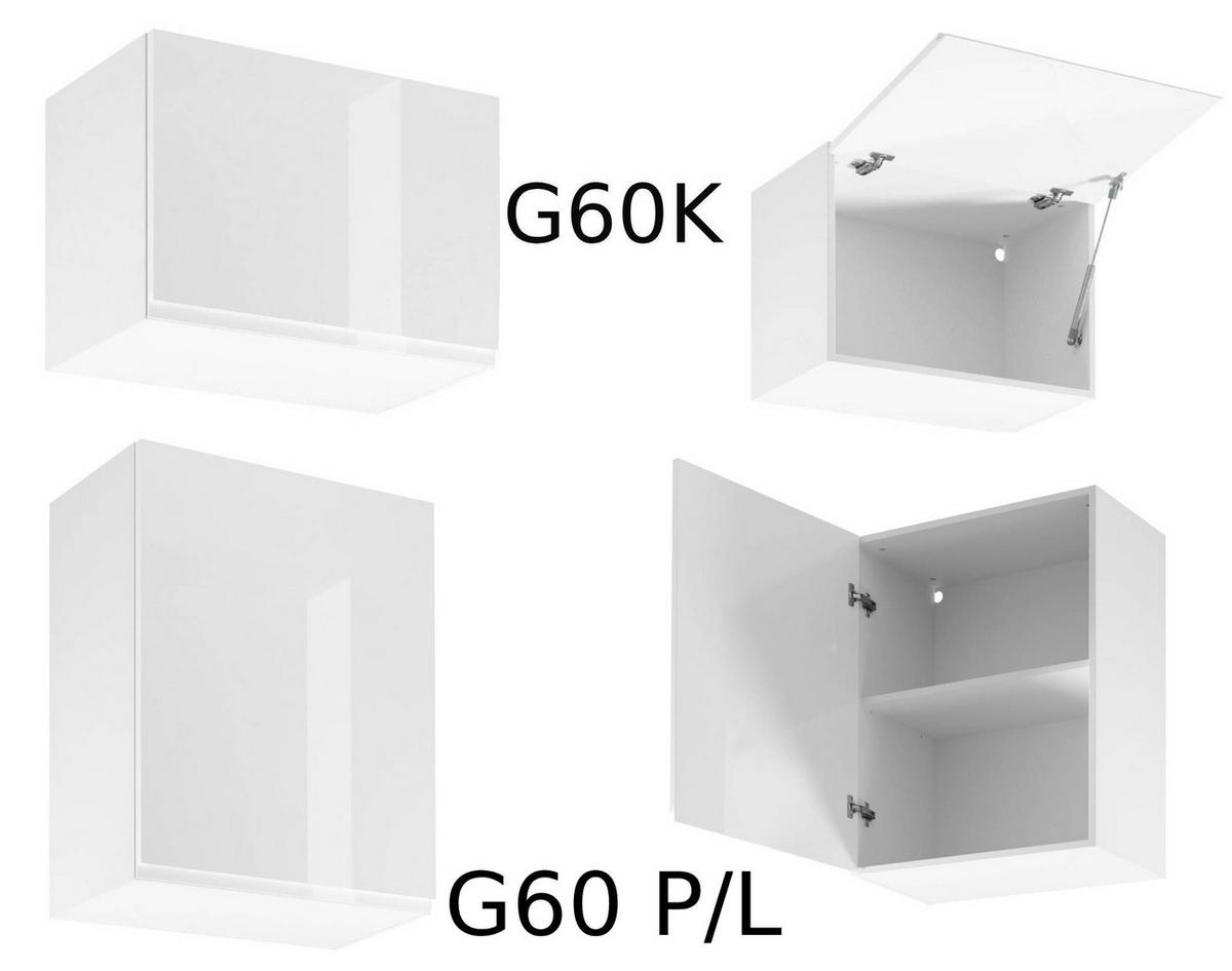 KÜCHENZEILE 260 cm – Aspen KA1-M260 - in Weiß/Hochglanz - Weiß, Holz (260/212/47cm)