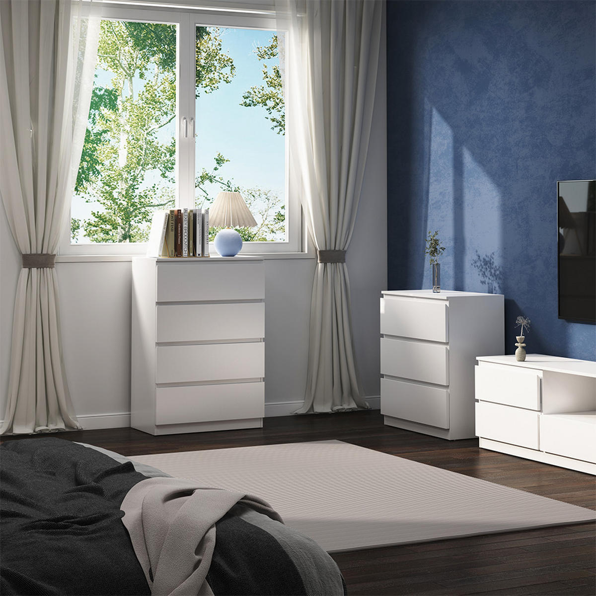 KOMMODE Calisto Weiß 70 x 102 cm - Weiß, Holzwerkstoff (70/102/39cm) - Vicco