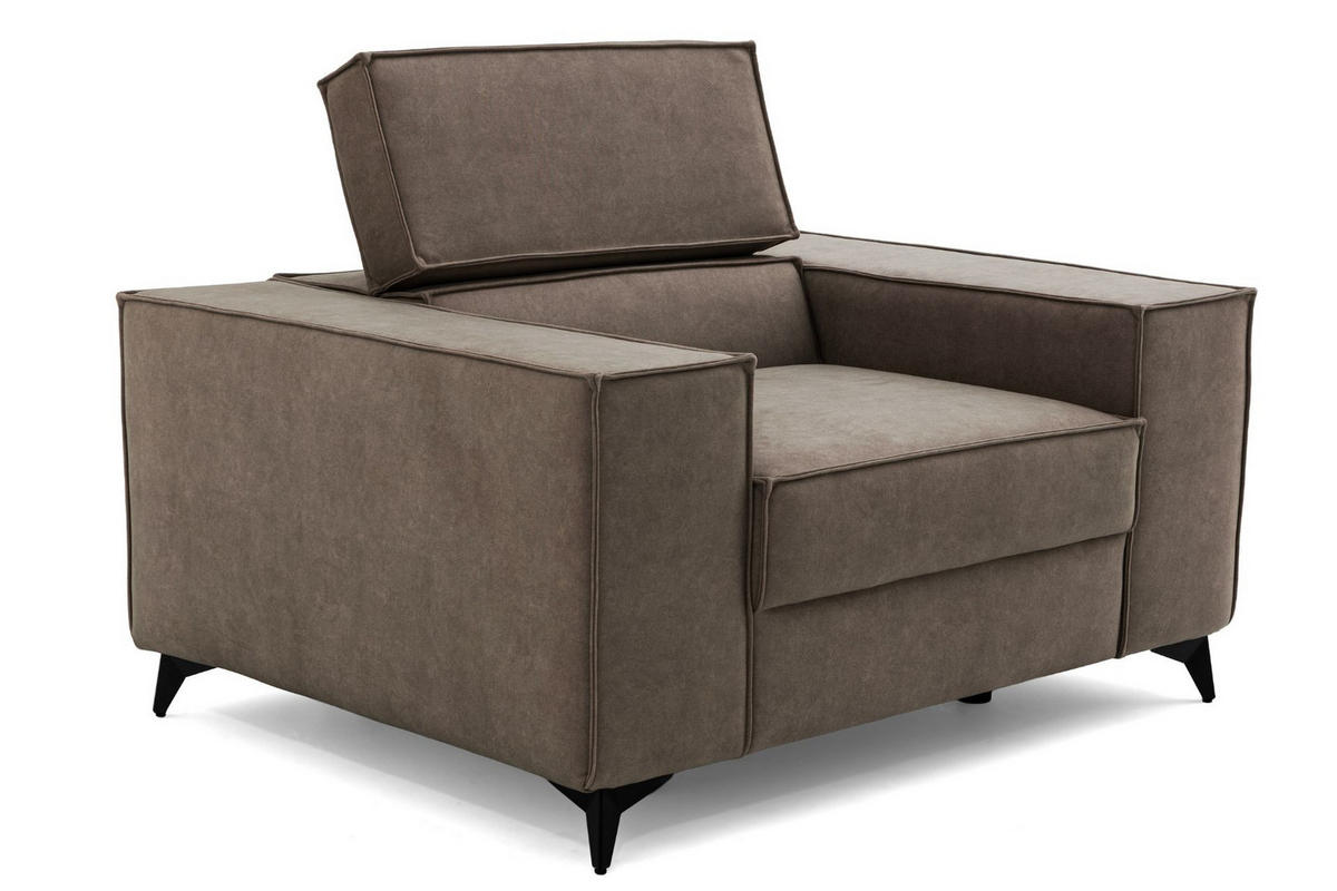 SESSEL PURE mit verstellbare Kopfstütze Velours Beige - Beige/Schwarz, Holz/Textil (174/94/99cm) - Muffo