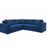ECKSOFA PARIS – L-Form mit Schlaffunktion & Bettkasten Flauschiger Cord Stoff POSO Blau - Blau, Kunststoff (239/222cm) - Wohnideebilder