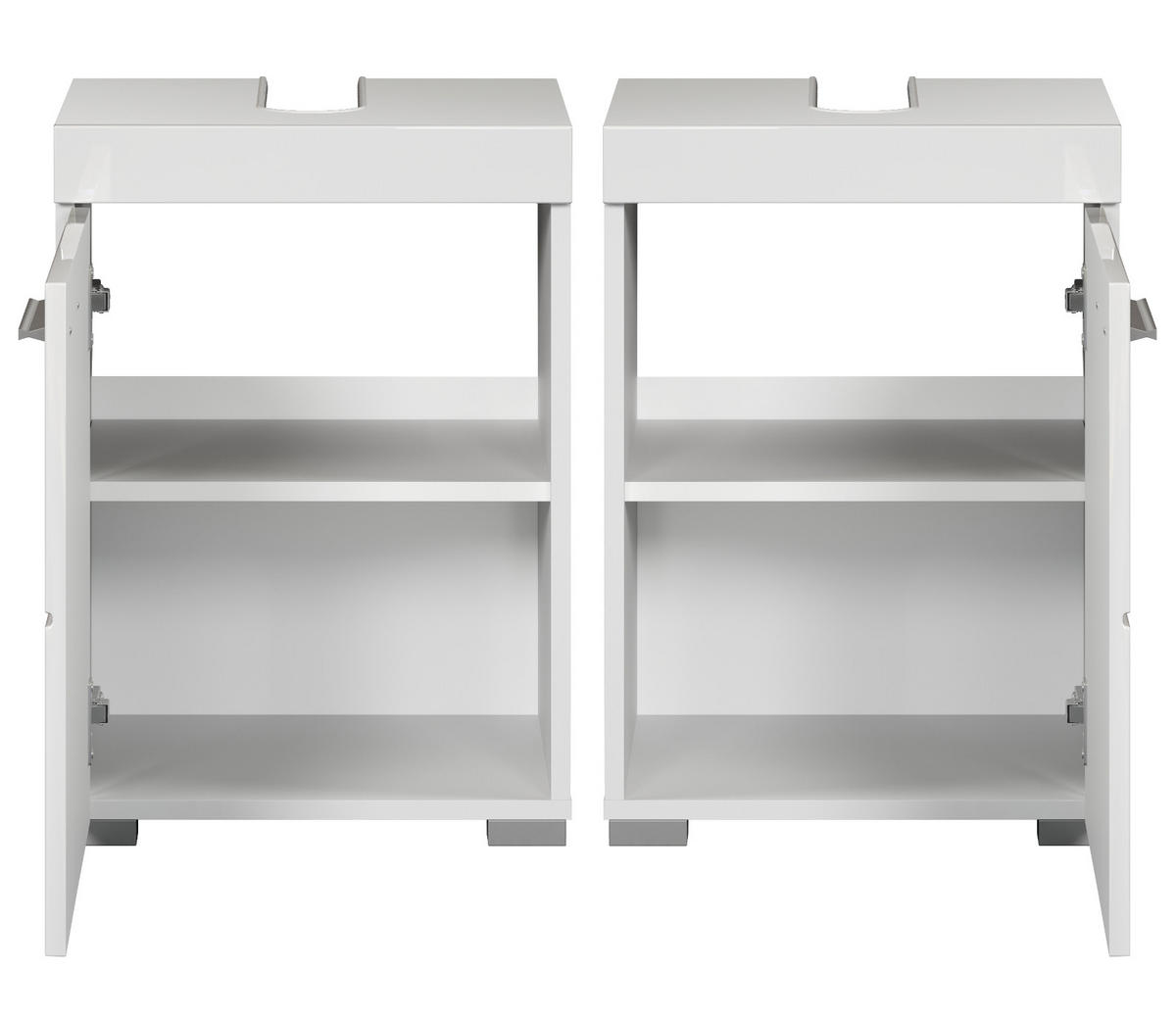 WASCHBECKENUNTERSCHRANK weiß Hochglanz 40 cm, Badschrank Türanschlag wechselbar - Weiß Hochglanz/Alufarben, Holzwerkstoff/Kunststoff (40/56/34cm) - Top.Furn