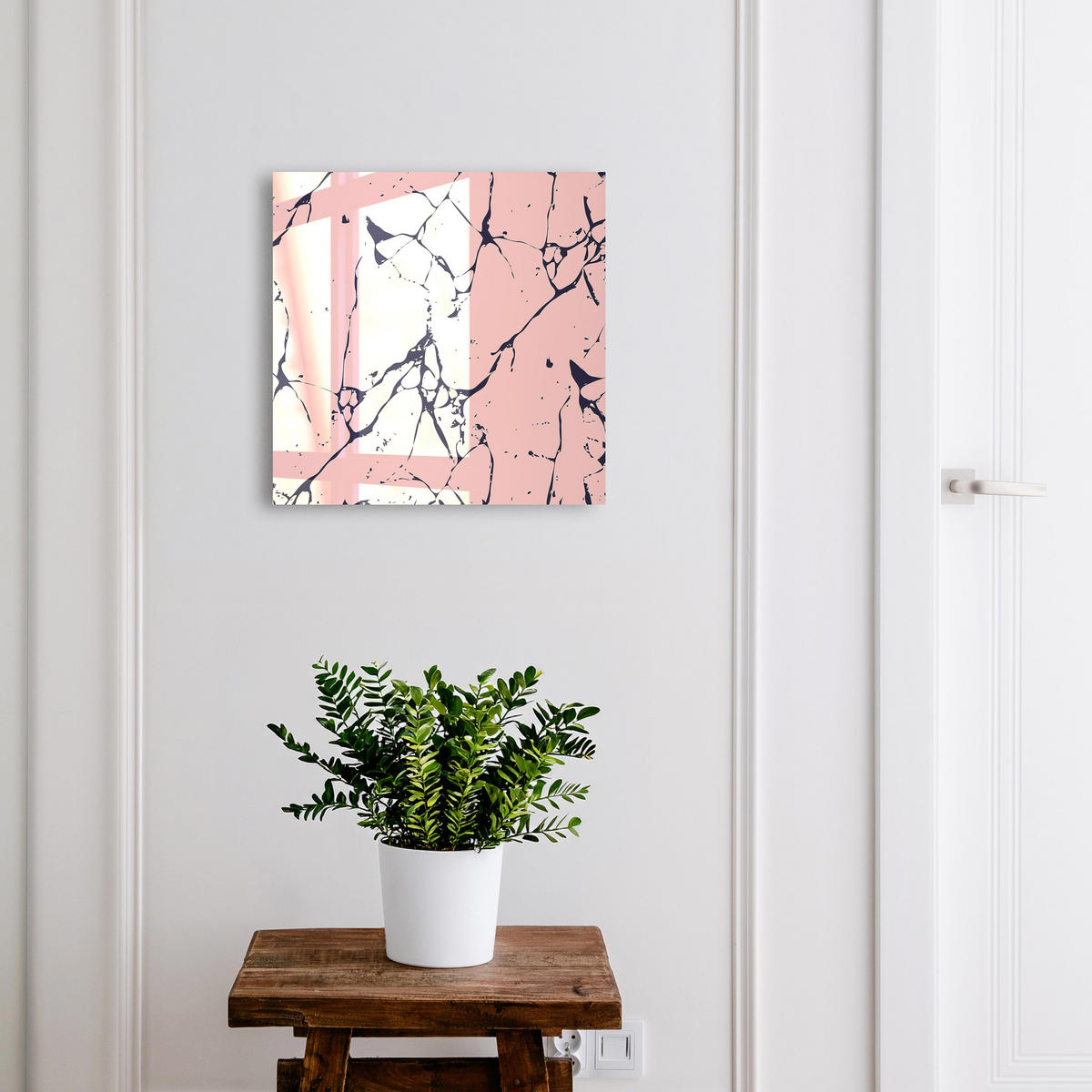 SCHLÜSSELBOX Schwarz 30x30 cm- Türöffnung nach rechts - Marmormosaik - Pink, Metall (30/30/5cm) - TULUP