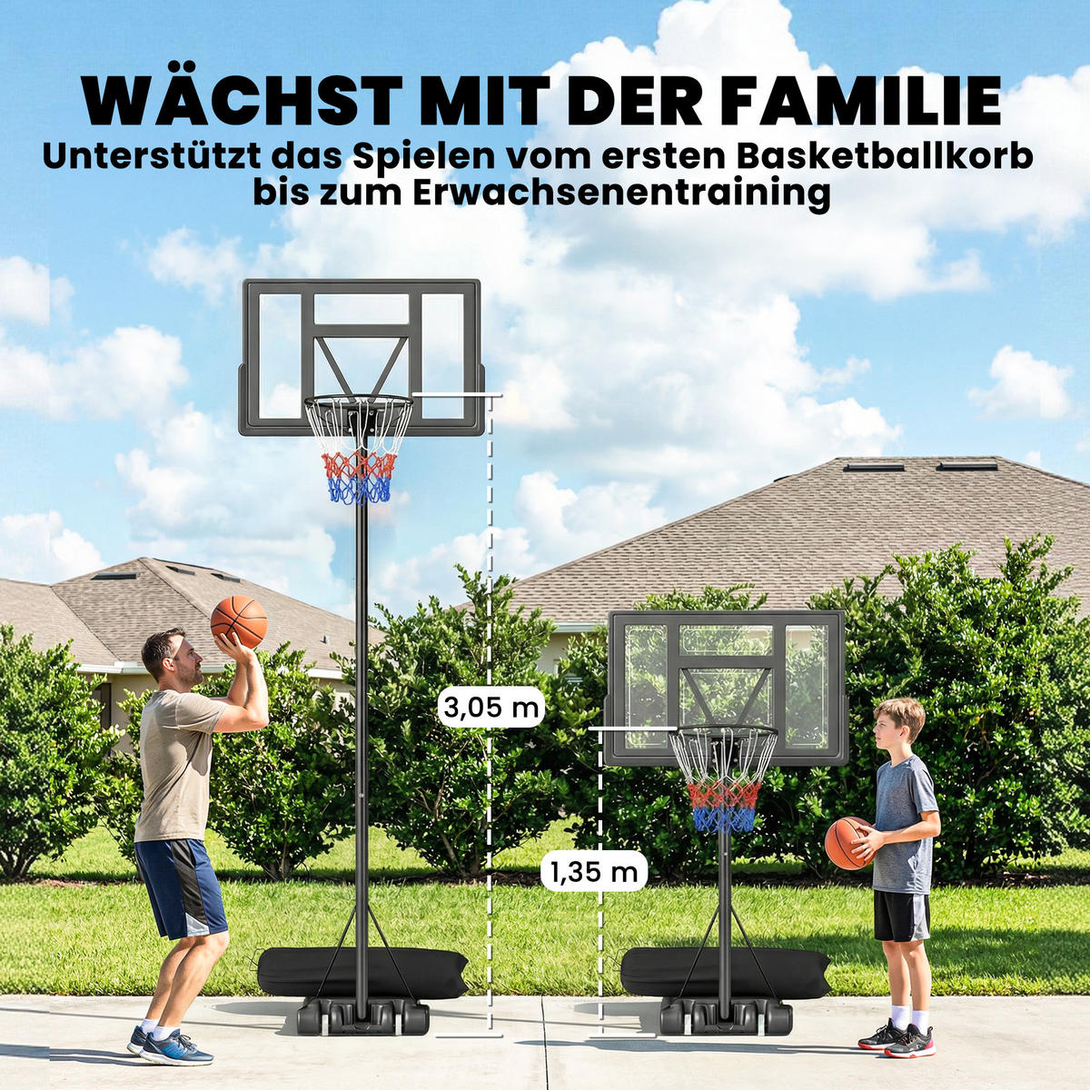 BASKETBALLKORB DE-10542 Schwarz - Schwarz, Metall (70/110cm) - ComfortXL