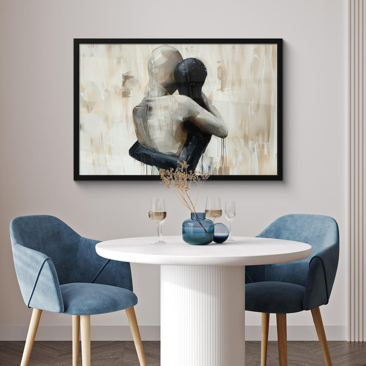 ZARÁMOVANÝ PLAGÁT Abstraktné - Láska - Čiernobiele - Moderné 90x60 cm - čierna, papier (90/60cm) - MuchoWow