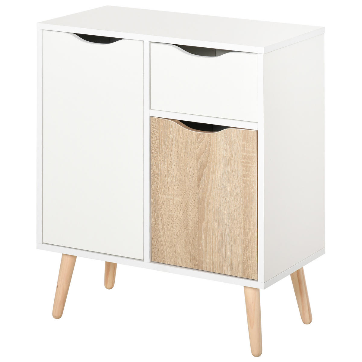 SIDEBOARD Weiß und Eichefarben 60/30/72 cm - Weiß, Holz (60/72/30cm) - PANGIVO