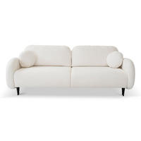 BETTSOFA AGIO Creme Velours-Stoff mit Schlaffunktion - Creme, Holz (232/95/109cm) - MASSENO