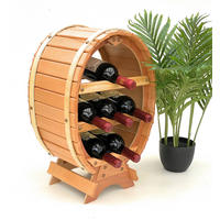 WEINREGAL Holz Stehend Weinfass 6 Flaschen Natur - Braun, Holz (35/55/24cm) - DanDiBo