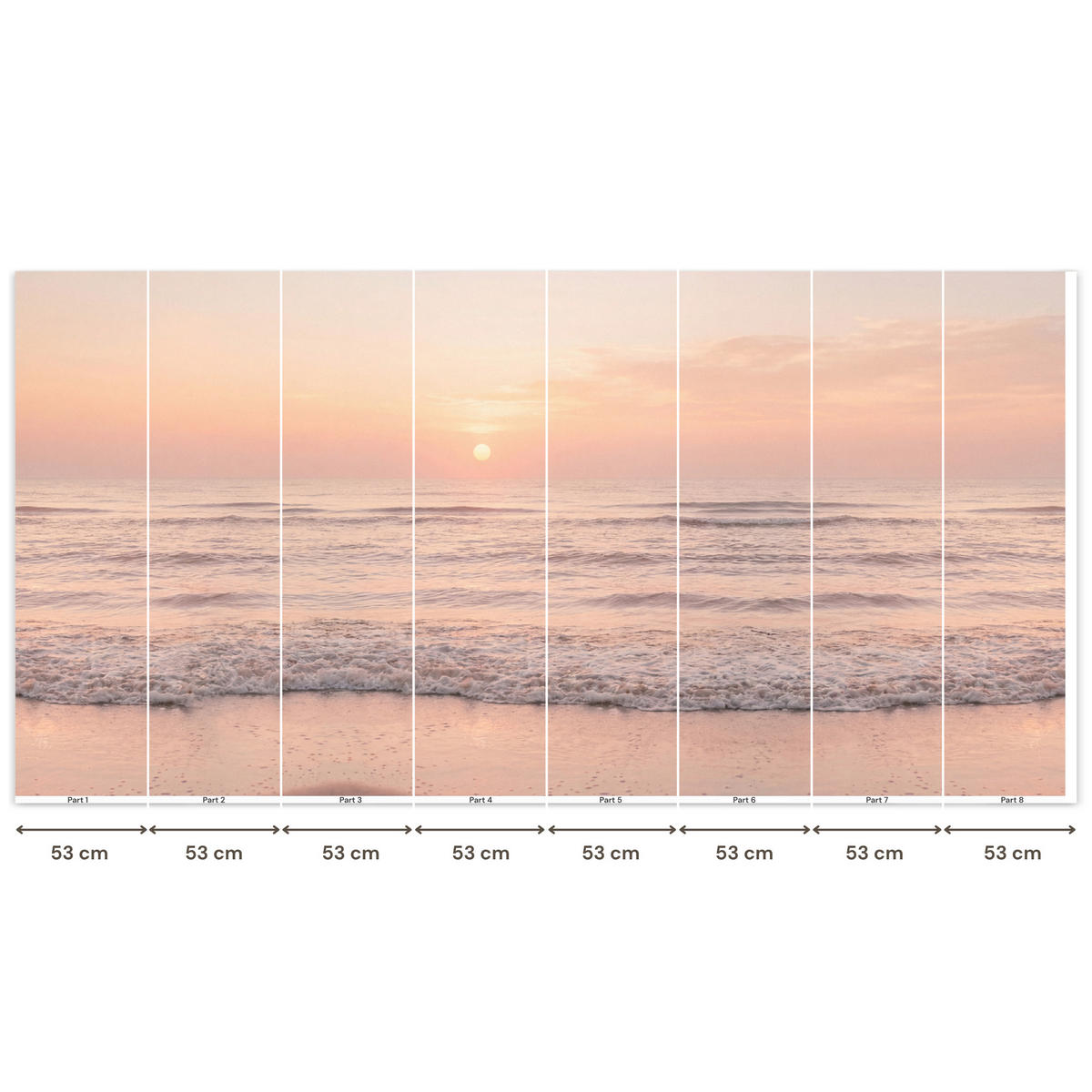 TAPETE - Sonne - Strand - Rosa - 450x220 cm - Hellrosa, Papier (450/220cm) - OnlyWow