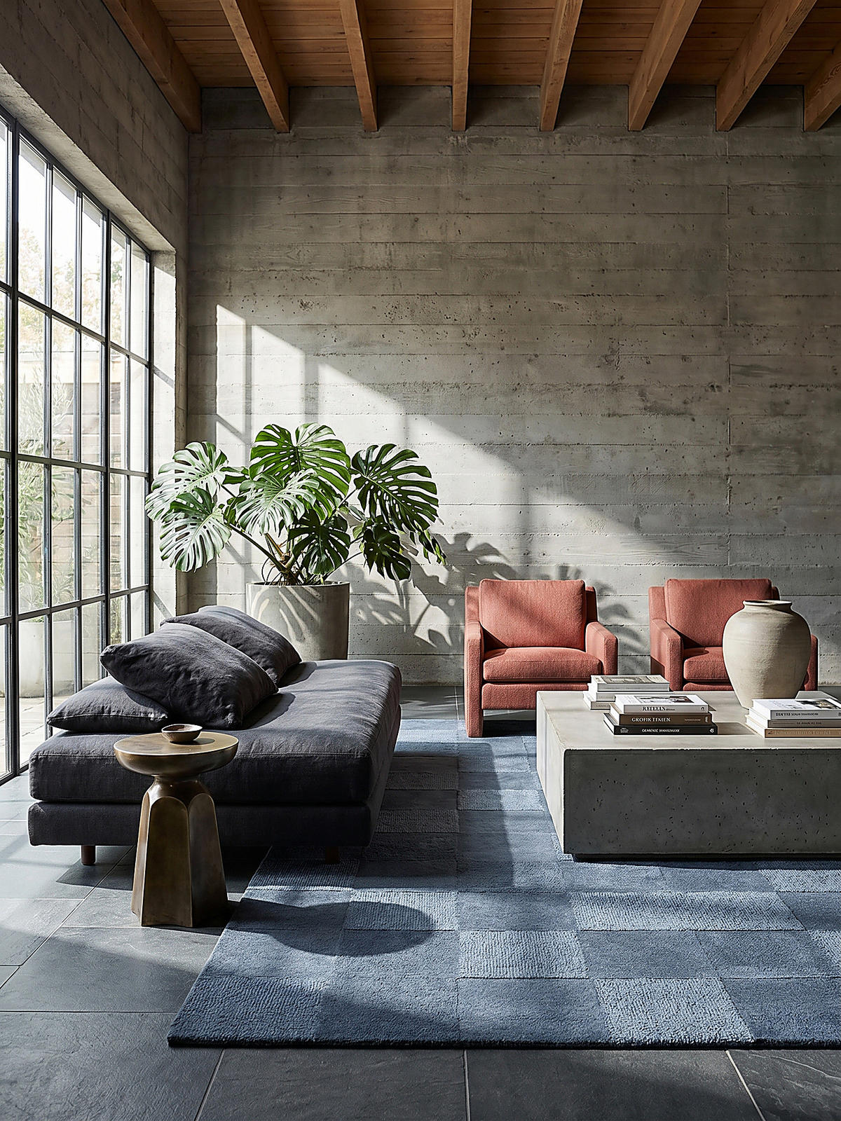WOLLTEPPICH DEBEN, mit Schachbrettmuster, Blau, 160 x 230 cm - Blau, Textil (230/160cm) - KADIMA DESIGN